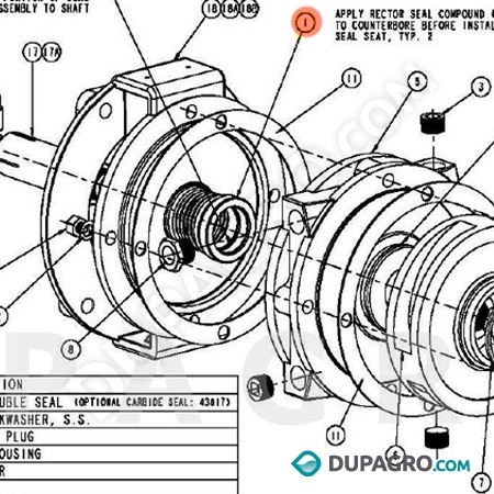 Dupagro_3604010_Pump_Double_SEAL_Assembly_(43005)_John_Blue_S-3320_S3320_S-3325_S3325_Straightline_Performix_Mixer_Ultra_Mixer_Diesel_Mixer_Unimix_13.0_24.0